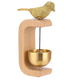 Magnetic Brass Bell for Door Opening (Beech Wood Prosperity Bird Door Chime)