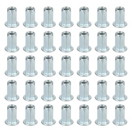 sourcing map 40Pcs M4 x 11mm Rivet Nut Thread Hexagonal Carbon Steel Hardware Nuts White Zinc-Plate Threaded Insert Nut Suitable for Furniture Industrial