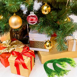 Ornament Hooks for Christmas Trees, 200 PCS Green Ornament String, Christmas Tree Ornament Hooks Ornament Ribbon Hangers Christmas Ornament String Toddler Proof Ornament Hooks Ornament Hooks Small