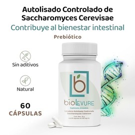 Prebiotico Probiotico - Autolisado Controlado de Saccharomyces Cerevisae - 60 Cápsulas de 500mg - Prebioticos y Probioticos - Magnesio - Vegano y Sin Gluten - Biolevure