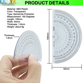 LRMYS 180 Degrees Clear Protractor, Transparent Plastic Semicircle Angle Measurement Ruler Tool for Student Math Classroom School Office Teachers, 1 Pack