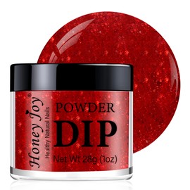 Dip Powder Red Color, Nail Dipping Powder Nail Art, 28+ Long-Lasting Super Quick Dry Salon DIY at Home No Needed Lamp Cured Gift (1 Oz) (Dip-28g-No.5, 1 OZ)