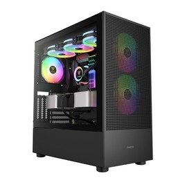 Gamdias E-ATX Mid Tower Gaming Computer Case, Tempered Glass PC Case, USB Type-C, Built-in 2x140mm & 1x120mm PWM ARGB Fans, Up to Dual Radiator/AIO 360mm, 390mm GPU/VGA RTX 40 Series, 180mm CPU Cooler