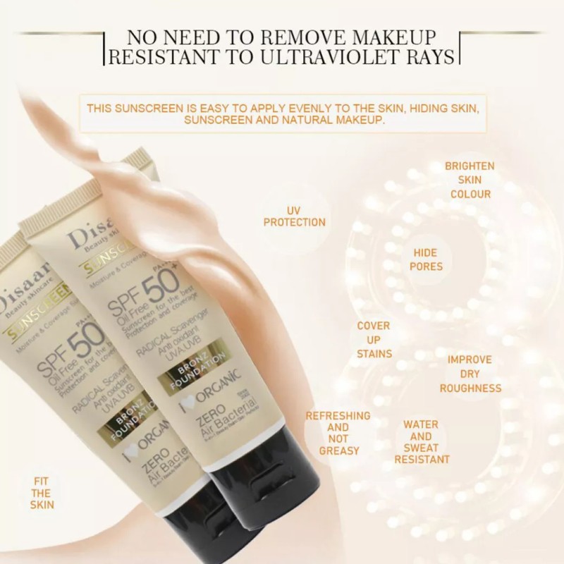 DISAAR BEAUTY Sunscreen Foundation Face Cream Body Protect UVA UVB
