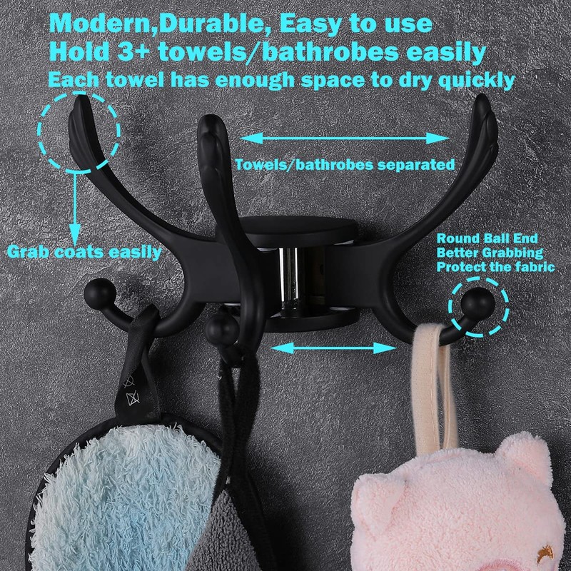 Ovlist Heavy Duty Swivel Coat Hook Space Saving Towel Rope