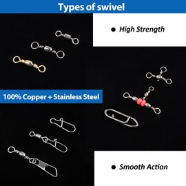 OROOTL Swivel Fishing Kit 160 Pieces Fishing Accessories Set Fishing Swivel Ball Bearing Swivels Snaps Fishing Weights Fishing Line Beads Fishing Equipment Fishing Box