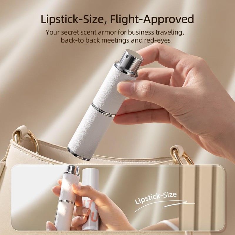 Cryslora Parfümzerstäuber, Rotationspresse Leder Nachfüllbare Parfümflasche, High-End-tragbare Spenderflasche für Geschenk