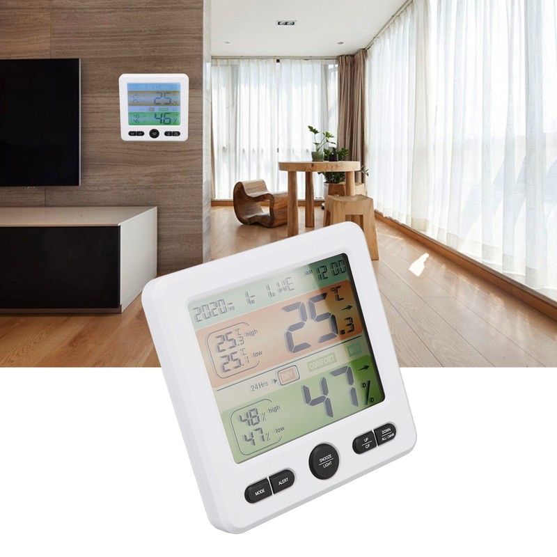 Indoor Thermometer Digital Color Screen Alarm Temperature Humidity Monitor Bedside