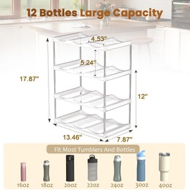 LAMU Stackable Water Bottle Holder Organzier for 40 oz Large Tumbler, Clear Tumbler Bottle Cup Rack for Kitchen Cabinet Organziers and Storage, Wine Rack, 4 Tier Hold 12