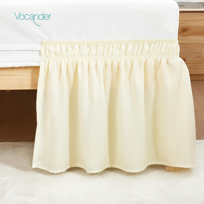 Vocander Bed Valance Sheet Skirt Pleated Wrap Around for Single