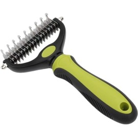 Pet Grooming Brush - Double Sided Shedding, Dematting Undercoat Rake for Dogs and Cats - Extra Wide Dog Grooming Brush (Light Green, Large)