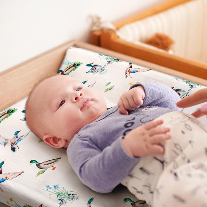 4 Pack Mallard Duck Baby Changing Pad Covers Neutral Unisex