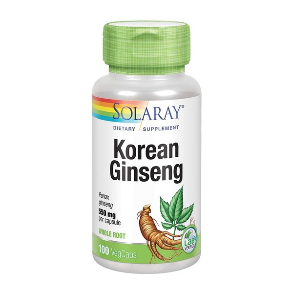 SOLARAY Korean Ginseng 550 mg | Healthy Stress, Energy & Physical Endurance Support | 100 VegCaps