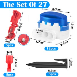 GROFIS Set of 27 Cable Connectors / T-Branch Connectors / Pegs for Robotic Lawnmower Boundary Cable, Waterproof Connector Cable Connectors with Gel, Connection Terminals Quick Connector Power Thief