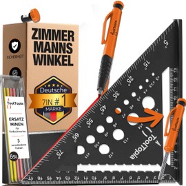 Carpenter's Square 180 mm - Precise Try Square Set with Deep Hole Marker, Precise 90 Degree Carpenter's Angle as a Tool for Woodworking, Metal & More, Gift for Carpenters, Carpenters & DIY Enthusiasts
