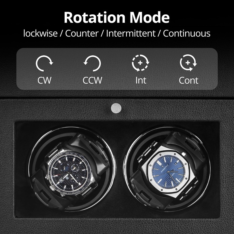 LLS Automatic Double Watch Winder with Storage Box, Japanese Quiet