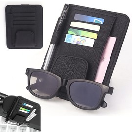 HAOBIN Car Glasses Holder Clip Car Sun Visor Bag Car Sun Visor Organiser Car Visor Organiser Multifunctional Car Sun Visor Organiser Bag for Storage of Cards and Glasses