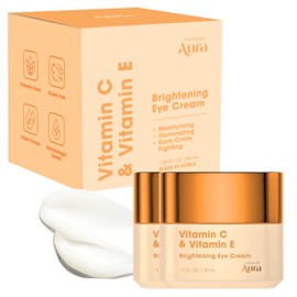 Radiant Aura Vitamin C & E Eye Cream - Dermatologist Tested Under Eye cream for Dark Circles & Puffiness - Advanced Formula for Deep Hydration, Brighter Eyes & Anti-Aging Care - Pack of 2