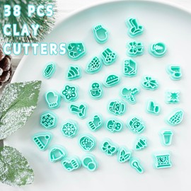 TAINSKY Winter Polymer Clay Cutters, 38 Shapes Christmas Studs Clay Earrings Cutters, Christmas Tree Clay Cutters for Polymer Clay Jewelry, Snowman Clay Cutters (Studs Clay Cutters)