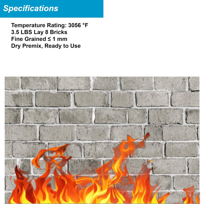 SOLIDLAND Refractory Mortar - 3.5 LBS Masonry & FireBrick Refractory