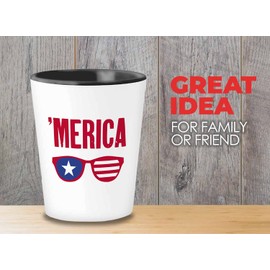 Bubble Hugs 4th of July Shot Glass 1.5 oz - Merica - Independence Day USA Party Fireworks American Flag Liberty Statue Patriot President