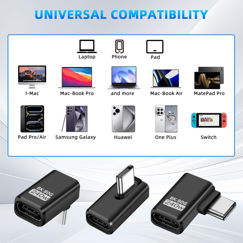 Puiseno USB-C Adapter, Supports Thunderbolt 5, 240 W, 80 Gbps,