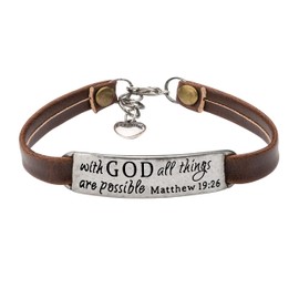 JoycuFF Leather Bracelet for Women Teens Christian Engraved Jewelry Confirmation Gifts God Pray Gifts for Mom Mother Inspirational Stretch Religion Bible Verse Bracelet