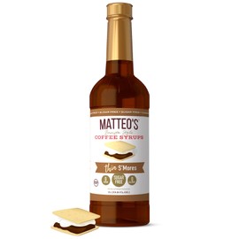 Matteo's Barista Style Sugar-Free Coffee Syrup, S'more Flavor, Zero Calories and Sugar, Keto Friendly, Ideal for Lattes, Cappuccinos, Espresso, Americano, Indulgent Taste 33.8 Oz, 1-Pack