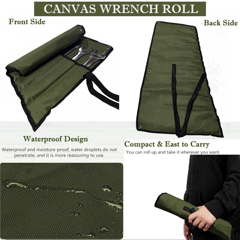 BLIRITEL 16 Pockets Wrench Roll Up Pouch, Wrench Roll Organizer