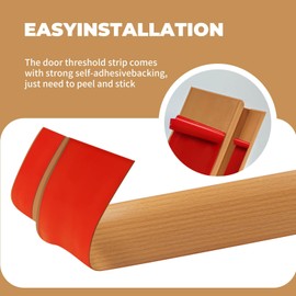 Floor-Transition-Strip Door-Threshold 72 inch, 0.4'' Rise Thresholds Ramps for Doorways, Edge-Reducer Vinyl-Transition-Strip for Door/Floor (Light Brown)