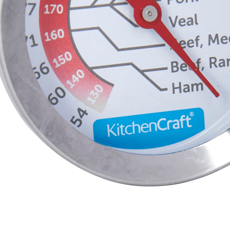 KitchenCraft KCMEATTH Meat Thermometer Probe with Cooking Guide, Stainless Steel,