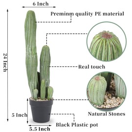 Artificial Cactus Fake Cacti 24" Faux Potted Cactus Plants for Home Office Store Décor Housewarming Gifts