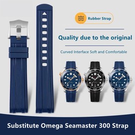 Rubber Watch Bands for Omega Seamaster 300 Univeres 007 Watch,Curved end No Gap,Premium Silicone Rubber Watch Strap Omega X Swatch Moonswatch 20mm 22mm Watch Strap Replacement Band for Men Women