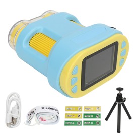 Handheld Mini Microscope Toy Multifunctional 2 Inch Screen 1080P 1000X Rechargeable Educational Science Microscopes Camera for Outdoor Blue