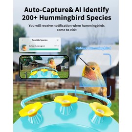 Hummingbird Feeder with Camera,1080P Solar Bird Feeders Camera for Outdoors Hanging, AI Identify Bird Species, Ant Moat & Bee Proof, Easy Clean & Refill, Gift for Bird Lovers