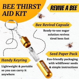 Revive a Bee Gold Bee Revival Kit, Keyring with Sugar Syrup & Plantable Packaging to Rescue Bees, Perfect Gifts for Nature Lovers