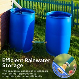 HappyAlley Rain Barrel Linking Kit, 8 inch Rain Barrel Hose with 2 Pack 1/2" Female NPT & 3/4" Male GHT Threaded, Brass Bulkhead Fitting Tank Connector for Overflow Water Collection System Accessories