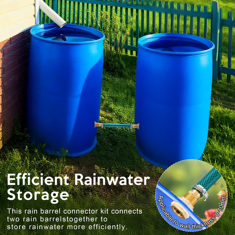 HappyAlley Rain Barrel Linking Kit, 8 inch Rain Barrel Hose