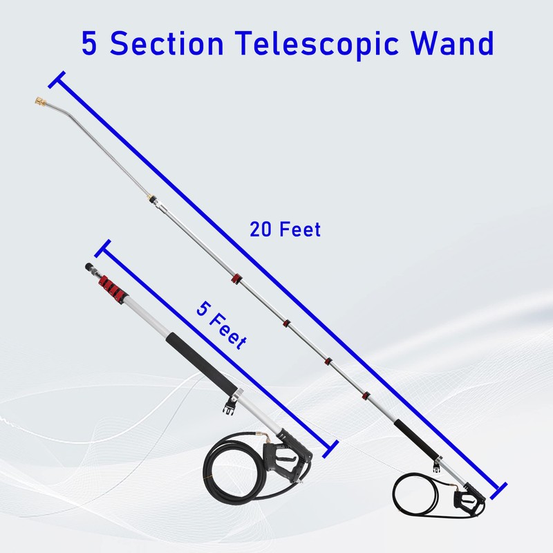 M MINGLE Telescoping Pressure Washer Wand, 20 Feet Aluminum High