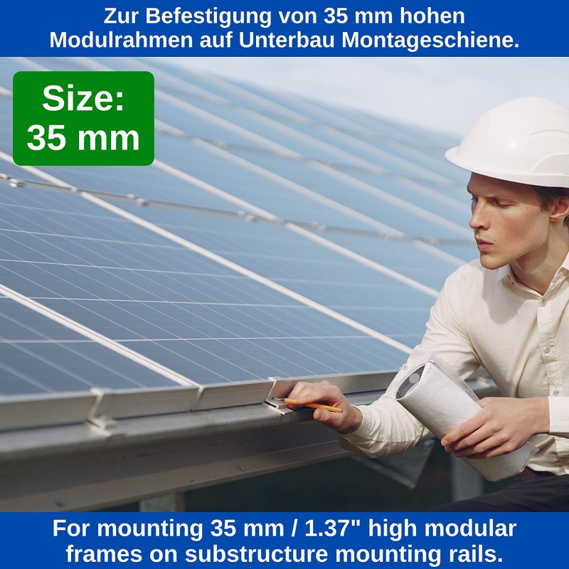 Solar Panel End Clamp 12 Pieces for 35mm Module Height
