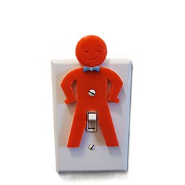 Fleisher's Dude Funny Wall Light Switch Plate Cover Glow In The Dark! -3D Printed Wall Home Art Decor prank Toggle Orange with Blue Bowtie - Made In USA!