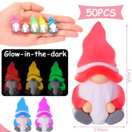 DoubleFill 50 Pcs Luminous Mini Gnomes Figures Easter Glow in the Dark Mini Gnomes Tiny Figurines to Hide Fairy for Garden Yard Home Patio Lawn DIY Craft Easter Decoration Gifts Fairy Goodie Bag