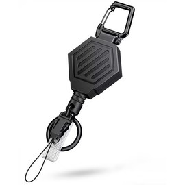 Pawfly Heavy Duty Retractable Keychain Retractable Badge Reel With Magnetic Closure For Up To 454g Magnetic ID Badge Holder Reel With 78cm Dyneema Cord Strong ABS Packaging Carabiner And Large Key