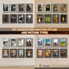Bagous 4x6 Picture Frames Set of 8, Vintage Rustic Farmhouse Industrial Style Photo Frames, High Definition Real Glass, for Tabletop or Wall Hanging