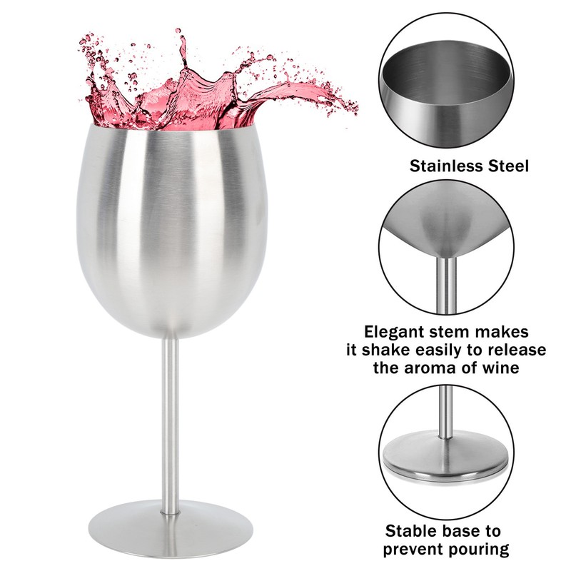 Stainless Steel Stem Wine Glasses Durable 304 Stainless Steel Wine