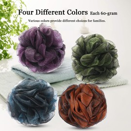 DDUP Loofah, Shower Puff for Women and Men, Mesh Pouf, Soft Shower Pouf, Bath Scrunchie, Multi Pack Body Puff, Exfoliating Bath Sponge for Adults(Black-Mixed)