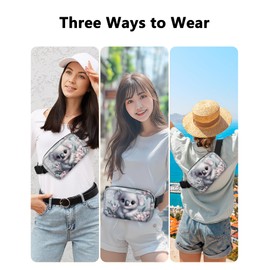 Koala Fanny Pack for Women Belt Bag Lightweight Waist Bags Waterproof Purse with Adjustable Straps Wallet Casual Presents Travel Workout
