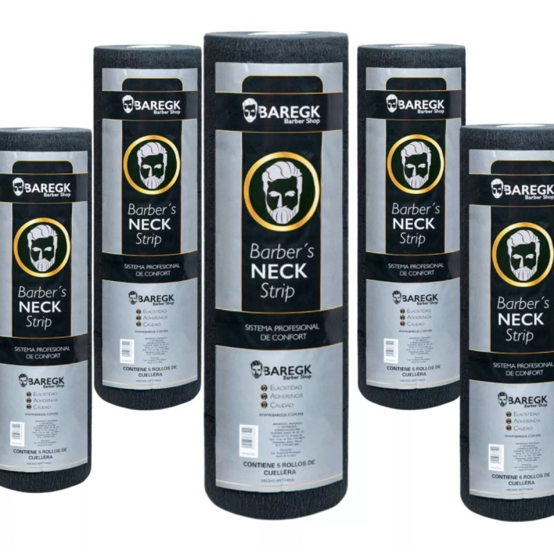 Baregk Papel Cuello Negro 500 Tiras. Barbería. Profesional. Baregk