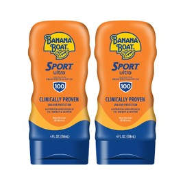 Banana Boat Sport Ultra, loción protectora solar de amplio espectro, SPF 100, 4 onzas (paquete de 2)