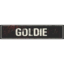 Goldie Black Grunge Style Rustic Vintage Look 8" Wide Decal Bumper Sticker for use on Any Smooth Surface